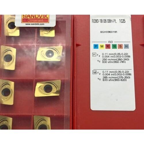 ORIGINAL 10PCS CARBIDE INSERT R390-180608H-PL 1025