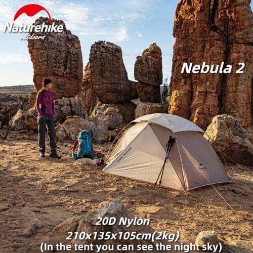 Naturehike Tent Nebula 20D Camping 2 Person Rainproof 2kg Stable External Hanging Tent With Large Venting Window at the Top NEW