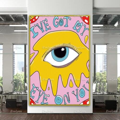 Psychedelic Art Evil Eyes Poster / Colourful Hippie Art / Bohemian Art Home Decor Canvas Wall Art Prints Living Room Decoration