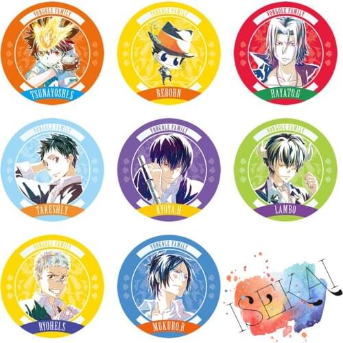 Katei Kyoshi Hitman Reborn! Anime Badge Tsunayoshi Mukuro.R Takeshi Gokudera Hayato Lambo Yamamoto Metal Badge Brooch Pins