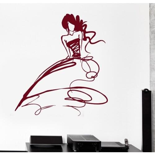 Removable Home Decor Sexy Dancing Gril Woman Wall Stickers Sketch Wedding Vinyl Decals Room Decor Bedroom Decoration GW-96