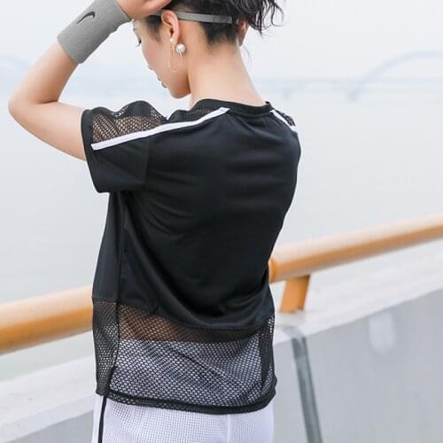 Large Size Mesh Yoga Top Women Fitness Yoga Shirt Gym Running Women T Shirt Sport Tops Quick-dry Gym Clothes Sport Shirt