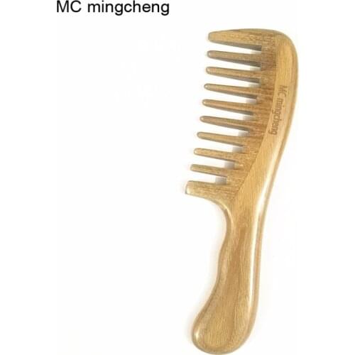 MC High Quality Hair Health Care Massage Fine-tooth Wide-Tooth Green Sandalwood Handle Combs Makeup Brushes Professional Brush