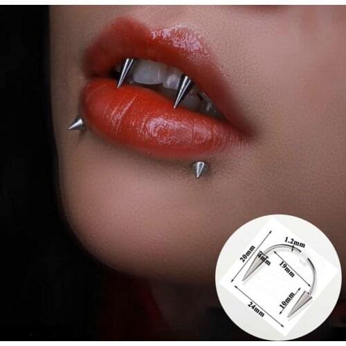 1PC Punk Dracula Nail Septum Piercing Tiger Tooth Nail Steel C Rod Smile Lip Piercing Zomibe Vampire Tooth Decoration