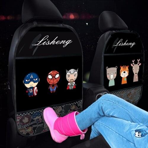 Cute Super Hero Car Seat Back Cover Protector for Kids Children Baby Anti-kick Mat Multifunction Waterproof Storage Bag 1Pcs
