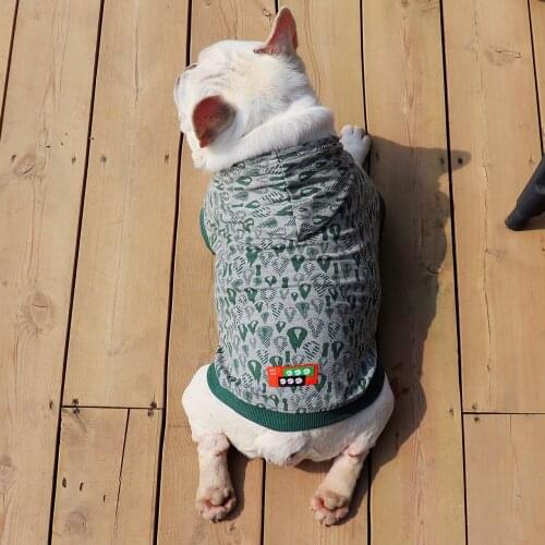 Pet Dog Sweatshirt With Hood Fashion Print Autumn Spring Wear Clothing For French bulldog Puppy Small Medium Dogs