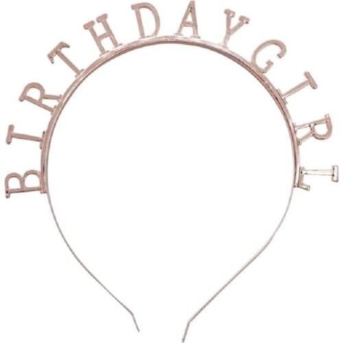 Birthdaygirl Letters Tiara Headband Headpiece Girls Party Hair Accessories Children Birthday Favors presents rose gold pink rose