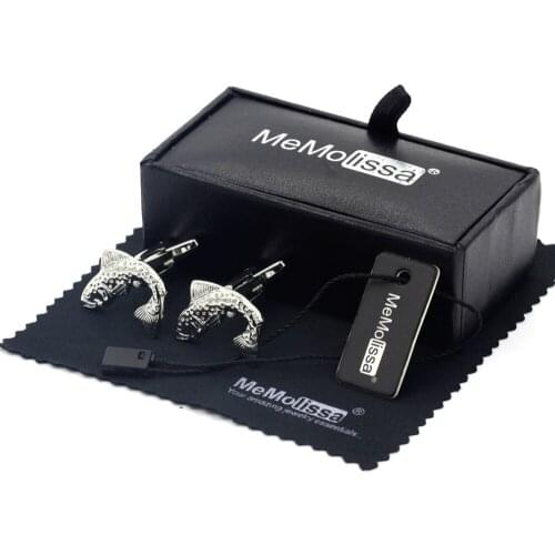 MeMolissa Display Box Fish Design Cufflinks Animal Pattern Cufflinks Mens Shirt Sleeve Buttons Mens Gift Tag & Wipe Cloth