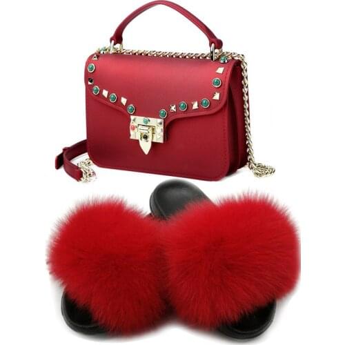 Women Fur Slippers Hot Sale Slippers Summer Shoes 2020 New Women Bag Set Breathable Non-Slip Daily Footwear Autumn