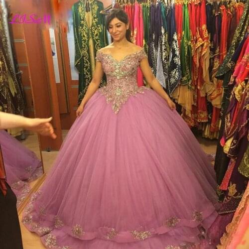 Off the Shoulder Quinceanera Dresses 2020 Sweet 16 Ball Gown Prom Party Dress Lace Appliques Long Formal Gowns