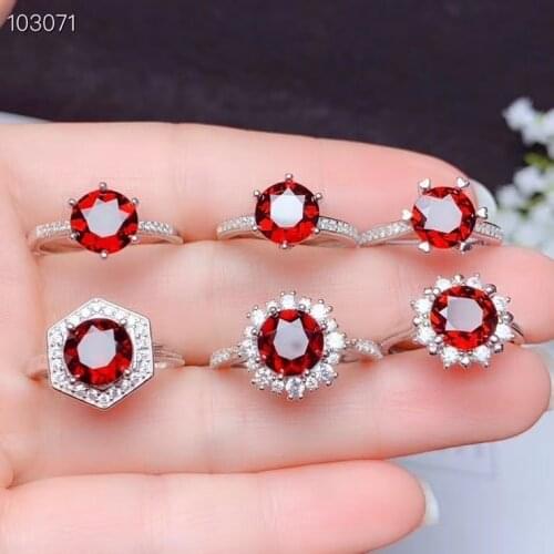 Biggest sale 2020 new style engagement ring red garnet ring for women jewelry real 925 silverdate gift natural gem Jan. Aquarius