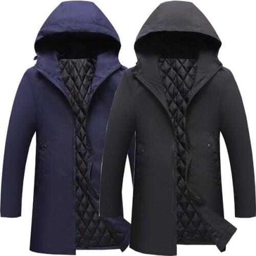 2020 winter padded jacket mens plus size long hooded padded jacket youth solid color thick warm jacket warm coat