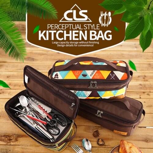 1Pc Cookware Storage Bag Tableware Bag Travel Portable Cosmetic Bag Toiletry Pouch for Outdoor Camping Barbecue Hiking Accessory
