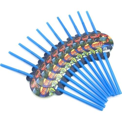 10pcs/lot Blaze And The Monster Machines Theme Paper Straws Birthday Party Decoration Supplies Straw Disposable Tableware Sets