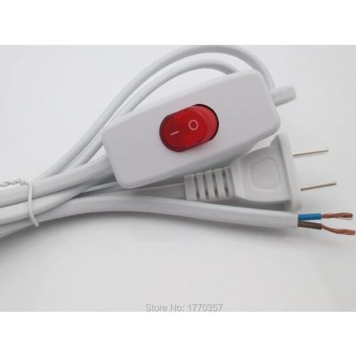 2PCS With indicator light Switch on line Cable 1.8m On Off Power Cord For LED Lamp with Plug Light Switching Wire Extension