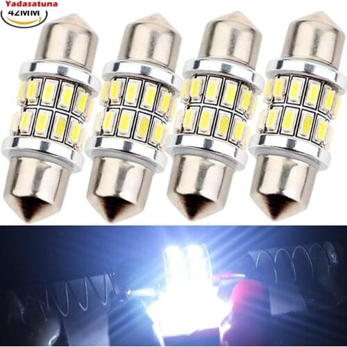 4 pieces 41mm 24 SMD 3014 LED Blanche Lumiere Lampe Feston de Dome 212 211-2 interieur(31mm 36mm 39mm)