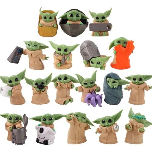 5-6.5cm 18pcs/Lot Star Wars Yoda Mandalorian Cute Baby Yoda PVC Action Figure Toys Collection Model Doll