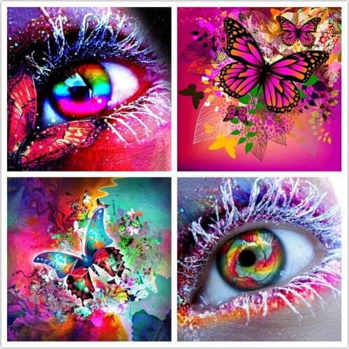 Diamond Cross Stitch Full Square Diamond Animal Diamond Embroidery Butterfly Painting Rhinestone Eye Decorative Painting