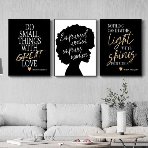 Nordic Style Black White Canvas Painting Woman Poster and Prints Inspiration Quotes Wall Art Picture for Living Room Home Decor