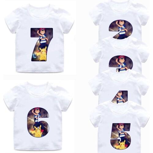 Pokemon Children T-shirt kids Birthday Number1-9 Cartoon Shirt Graphic T-shirt Kid Boys Clothes Costumes Toddler Girl Clothing