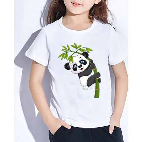 Children Cartoon Animals Panda Design Tops Boys/Girls Casual Clothing Cute T Shirt Kids Cool White Short Sleeve T-Shirt,YKP193