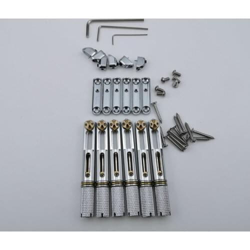 Chrome Single Headless Guitar Bridge Headless Fanned Fret -Single Fixed Brass Fan Bridges for 6 String Electric Guitar