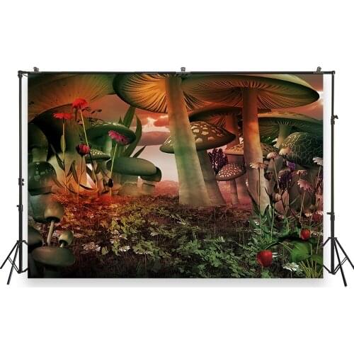 HUAYI Photo Background Newborns Baby Birthday Photography Backdrops Mushroom Forest Custom Studio Photobooth Backdrop XT-7185
