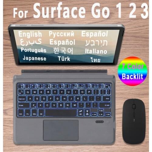 Backlit Touchpad Keyboard For Microsoft Surface Go 1 2 Wireless Bluetooth Turkish Arabic Hebrew Russian Spanish Keyboard