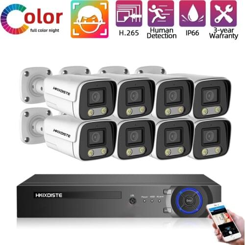 HKIXDISTE HD AHD 5MP DVR HD 2592P In/Outdoor Home Security Camera System 8CH CCTV Video Surveillance DVR Kit AHD 4MP Camera Set