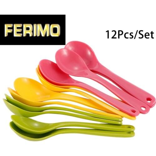 12Pcs/lot Baby Toddler Feeding Spoon Safe Plastic Baby Training Eating Spoon Set Food New Useful Tableware High quality