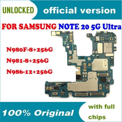 12+256GB 8+256GB For Samsung Galaxy NOTE 20 5G Ultra N980F N981B N986B Motherboard EU Version Origina Unlocked Main Logicboard