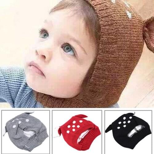 Cute Deer Ears Baby Girl Hat Knit Soft Baby Bonnet Warm Winter Hats Beanie Cap Baby Boys Girls Newborn Photography
