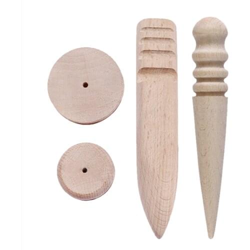 Ayevin Multi-Size Wood Slicker Leather Solid Wood Round Burnishing Edge for Polished Edge Leather Craft Working Tool