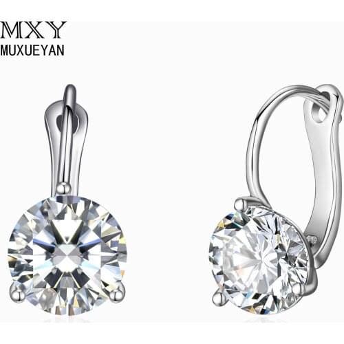 2021 Fashion Luxury Shiny Crystal Zircon Hoop Earrings For Women Fine Jewelry Girl Elegant Valentines Day Gifts Trend MUXUEYAN