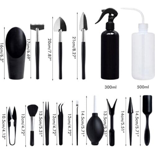 15Pcs Mini Garden Hand Tools Set Succulent Plants Care Tools Transplanting Kit for Miniature Planting Gardening Tool Set