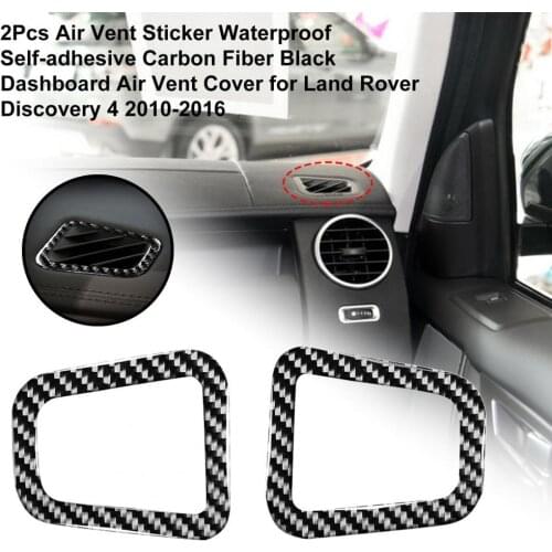 2Pcs Air Vent Sticker Waterproof Self-adhesive Carbon Fiber Black Dashboard Air Vent Cover for Land Rover Discovery 4 2010-2016