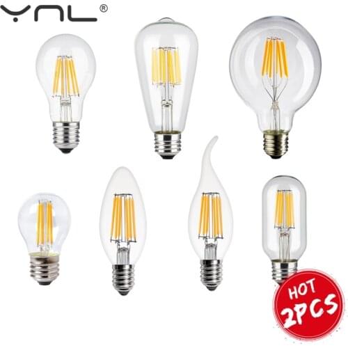Real watt Antique LED Edison Bulb E27 2W 4W 6W 8W Vintage LED Bulb E14 Lamp 220V Retro LED Filament Light Candle Light Lamp