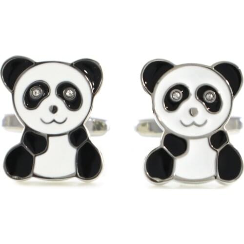 Novelty Panda Cuff Links White And Black 2D Panda Cufflinks Fathers Day Birthday Gift Cuff Links Wedding Cuff Links