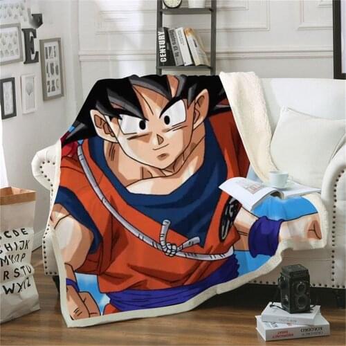 CLOOCL Goku Anime Blanket 3D Print Child Blankets for Beds Adult Double Layer Quilts Sofa Travel Teens Student Throws Blanket