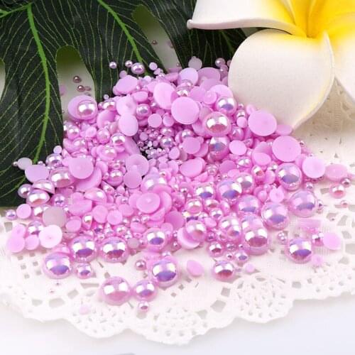 About 1000Pcs Lt Purple ABS Pearl Imitation Beads Flat Back Half Ball Garment/Wedding/Clothes/Nail Art Phone Decoration