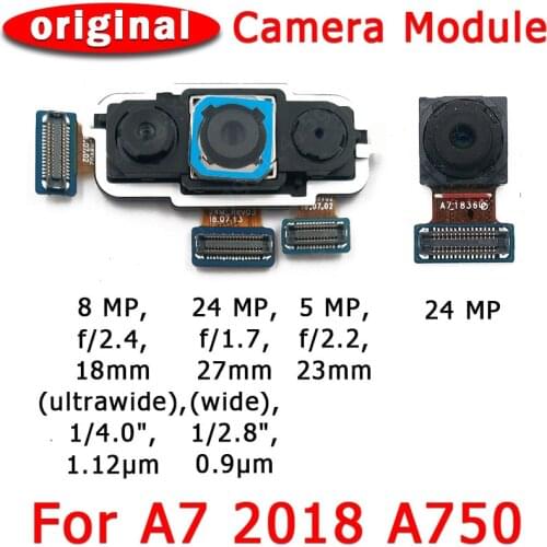 Original Front and Rear Back Camera For Samsung Galaxy A7 2018 A750 Main Facing Camera Module Flex Cable Replacement Spare Parts