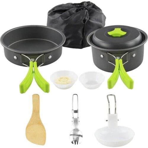 Camping Cookware Picnic Cooking Set Portable Ultralight Boiling pot Frying Pan Spoon Tableware Tools For Hiking Travel BBQ