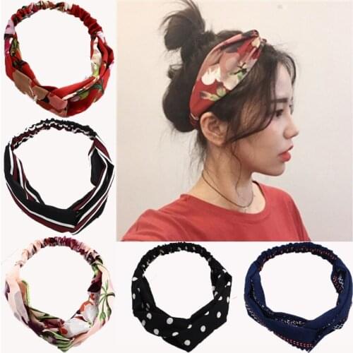 Fashion Women Summer Hairband Bohemian Girls Turban Bandage Floral Headband Twisted Knotted Headwrap Hair Bands Hair accessories
