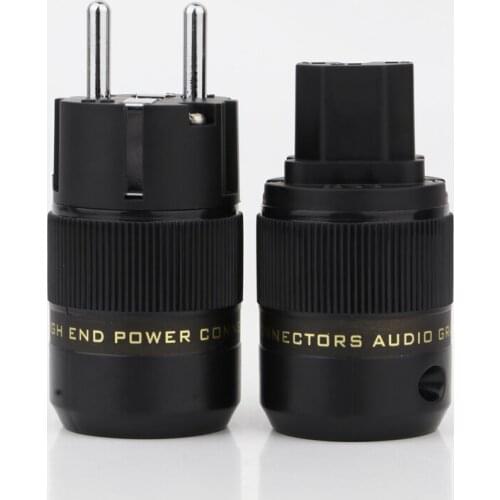Preffair P-077E High End Rhodium Plated EUR Schuko EU Power Plug & IEC Connector plug