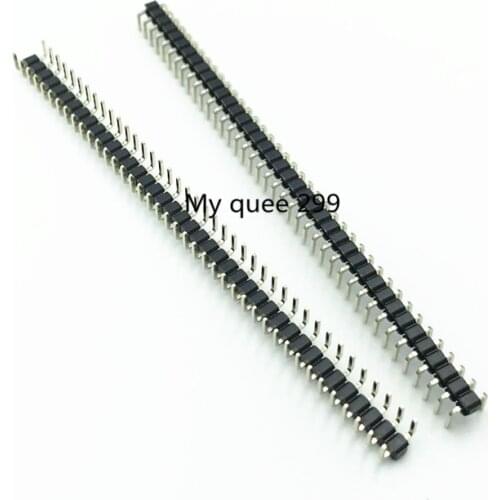 Pin header U-shaped pin header 2.54mm pitch 1*40P 40-pin Black plastic Green gold single-row pin