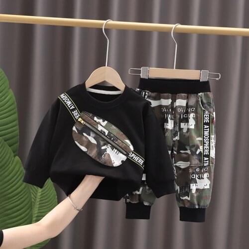 Autumn Kid Boy Girl Clothing Brand Casual Tracksuit Camouflage jacket sportswear Letter Sets Infant Clothes Baby Pants 1 2 3 4 5