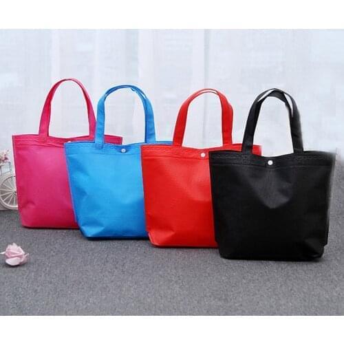 Women Foldable Button Shopping Bag Reusable Eco Large Unisex Fabric Non-Woven Shoulder Bags Tote Grocery Cloth Bags Pouch