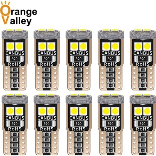 10PCS T10 Led W5W Led Bulbs 168 194 6 SMD 3030 LED Dome Reading Lamp License Plate Light Car Interior Lights Auto DC 12V