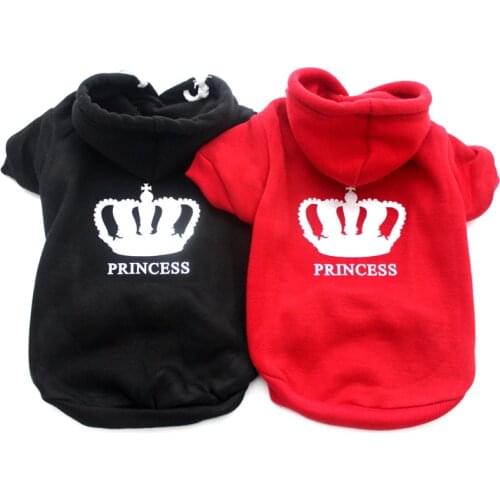 Dog Cats Hoodie Sweater Crown&Princess Print Pet Puppy Coat Jacket Autumn/Winter Clothes Apparel For Dogs Cats