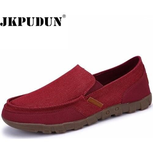 JKPUDUN Big Size 38-48 Men Canvas Shoes Casual Espadrilles Summer Sneakers Luxury Brand Slip on Mens Loafers Breathable Krasovki